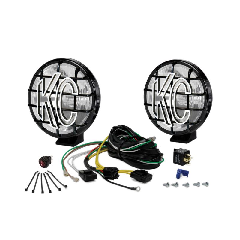 KC HiLiTES Apollo Pro 6in. Halogen Light 100w Spread Beam (Pair Pack System) - Black