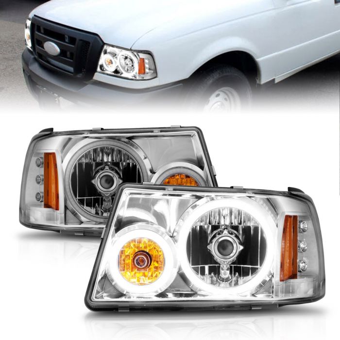 ANZO 2001-2011 Ford Ranger Projector Headlights w/ Halo Chrome (CCFL) 1 pc