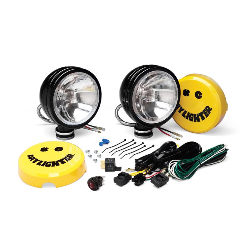 KC HiLiTES Daylighter 6in. Halogen Light 100w Spread Beam (Pair Pack System) - Black SS