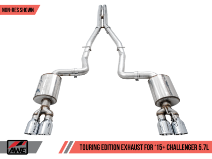 AWE Touring Edition Exhaust for 17+ Challenger 5.7 - Non-Resonated - Chrome Silver Quad Tips