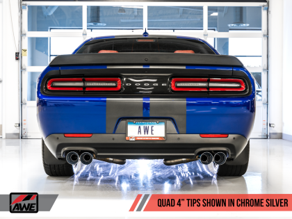 AWE Touring Edition Exhaust for 17+ Challenger 5.7 - Non-Resonated - Chrome Silver Quad Tips - 0