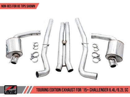 AWE Touring Edition Exhaust for 15+ Challenger 6.4 / 6.2 SC - Non-Resonated - Stock Tips - 0