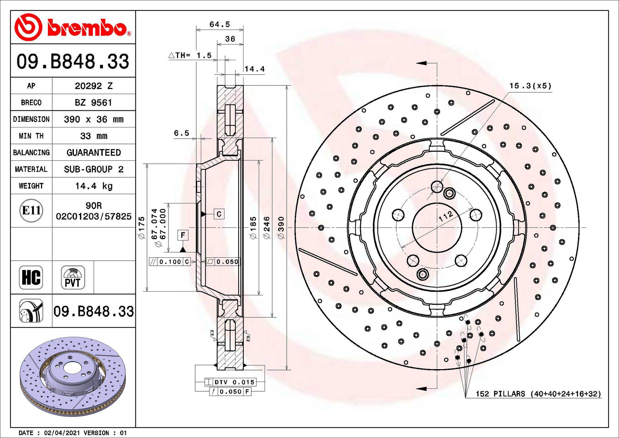 Mercedes Disc Brake - Brembo 2314211812