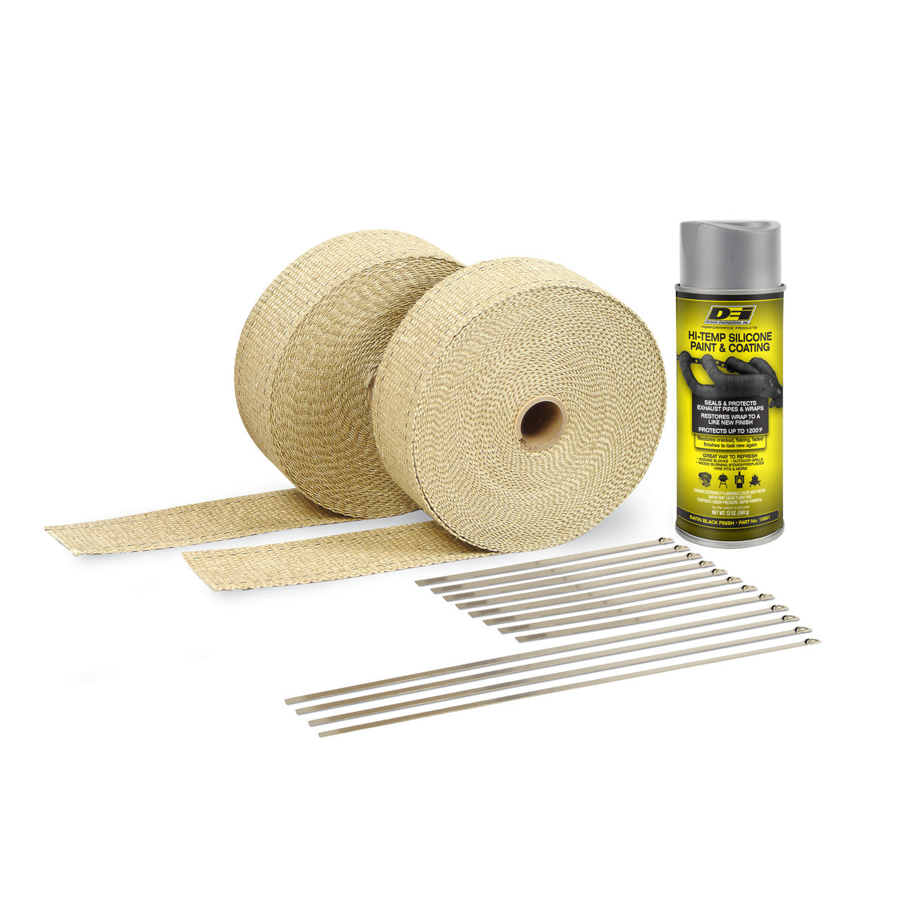 DEI Exhaust Wrap Kit - Tan Wrap & Aluminum HT Silicone Coating