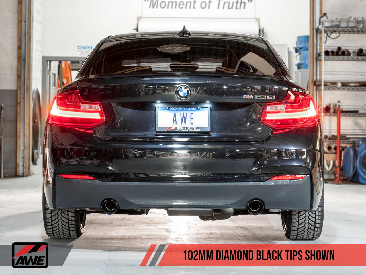 AWE Touring Edition Axle-back Exhaust for BMW F22 M235i / M240i - Diamond Black Tips (90mm)