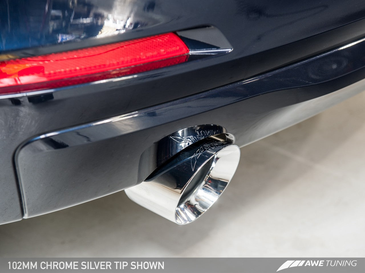 AWE Touring Edition Exhaust + Performance Mid Pipe for BMW F30 320i, Single Side - Chrome Silver Tip (102mm)