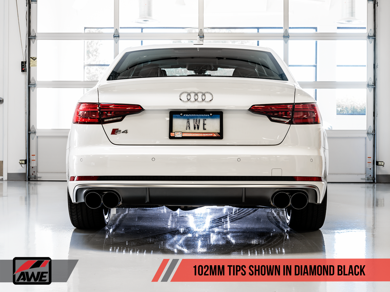 AWE SwitchPath™ Exhaust for Audi B9 S4 - Non-Resonated - Diamond Black 102mm Tips