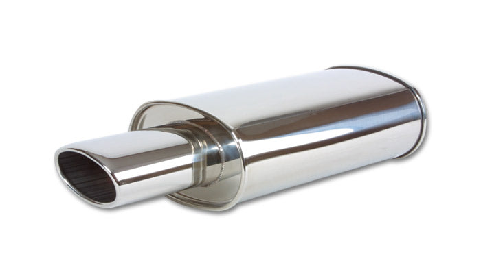 STREETPOWER Oval Muffler with 4.5" x 3" Oval Tip, Angle Cut, Rolled Edge - 2.5"