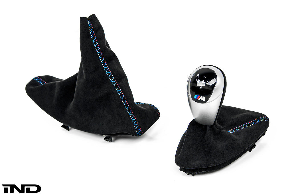 IND E9X M3 Tri-Color Stitched Alcantara Shift Boot Set