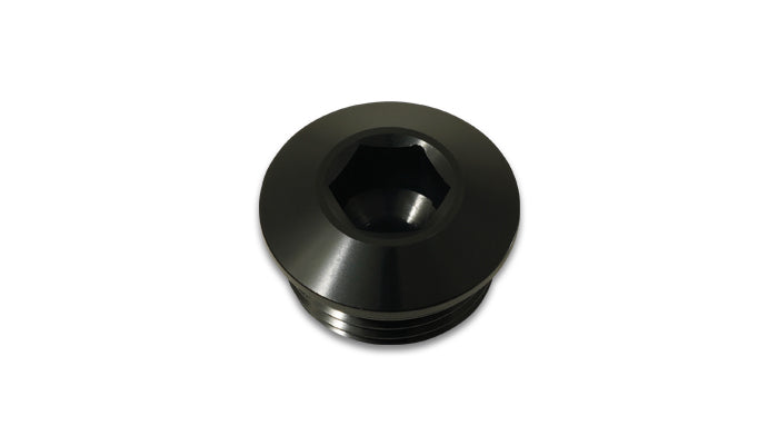 Aluminum -4AN ORB Slimline Port Plug w/O-Ring - Anodized Black