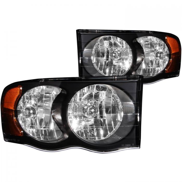 ANZO 2002-2005 Dodge Ram 1500 Crystal Headlights Black