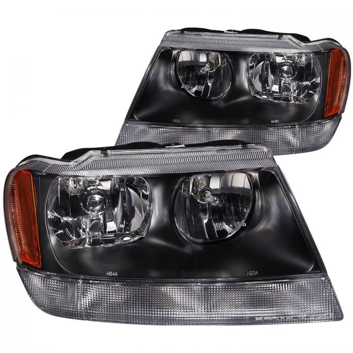 ANZO 1999-2004 Jeep Grand Cherokee Crystal Headlights Black