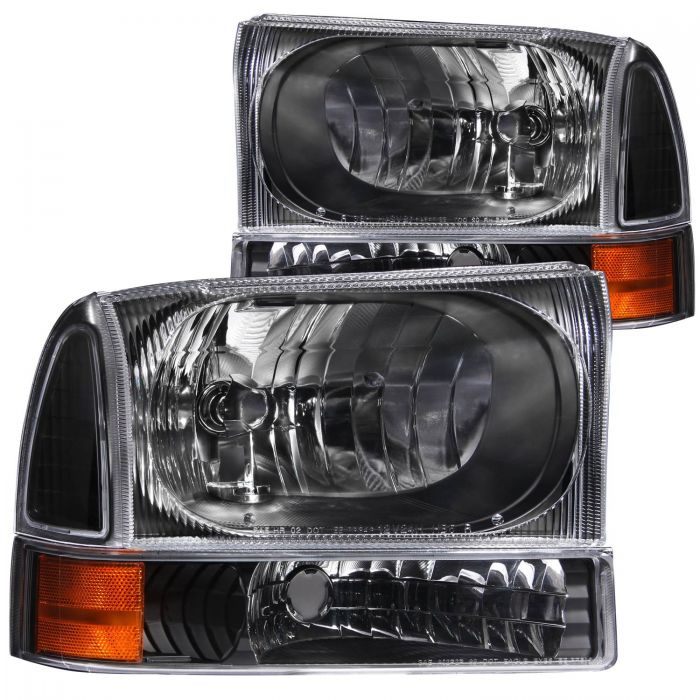 ANZO 2000-2004 Ford Excursion Crystal Headlights Black