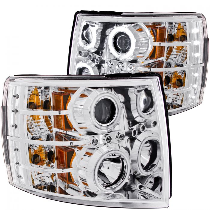 ANZO 2007-2013 Chevrolet Silverado 1500 Projector Headlights w/ Halo Chrome