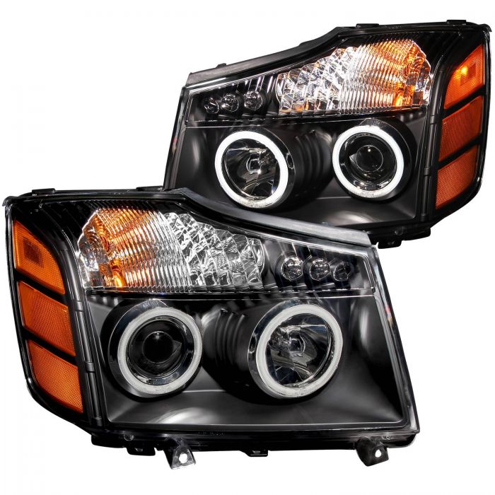 ANZO 2004-2007 Nissan Armada Projector Headlights w/ Halo Black (CCFL)