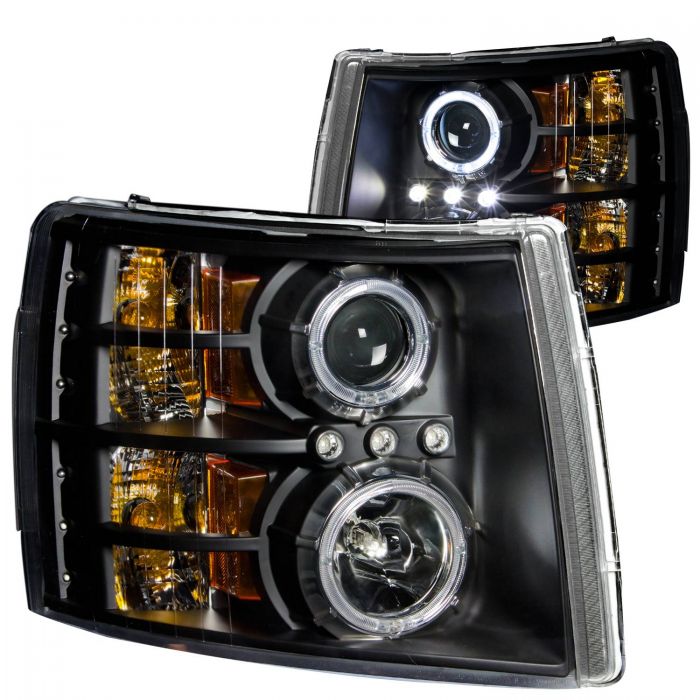 ANZO 2007-2013 Chevrolet Silverado 1500 Projector Headlights w/ Halo Black