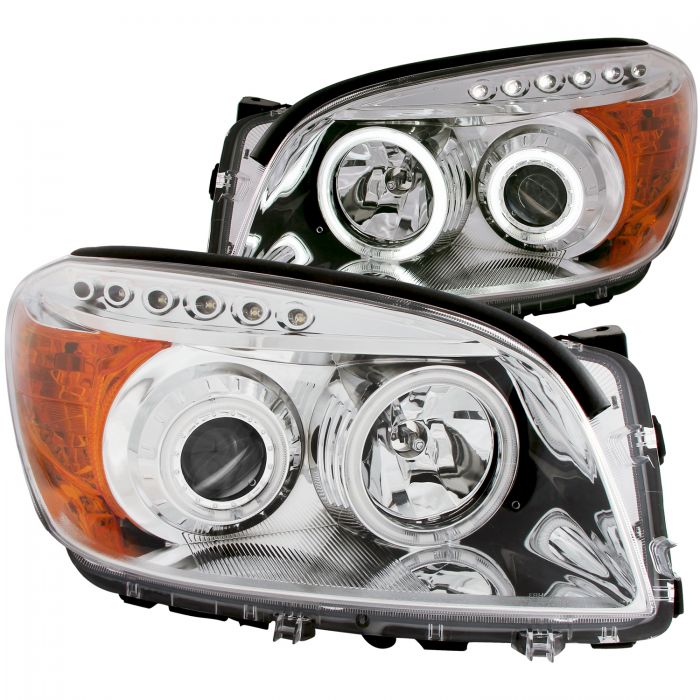 ANZO 2006-2008 Toyota Rav4 Projector Headlights w/ Halo Chrome (CCFL)