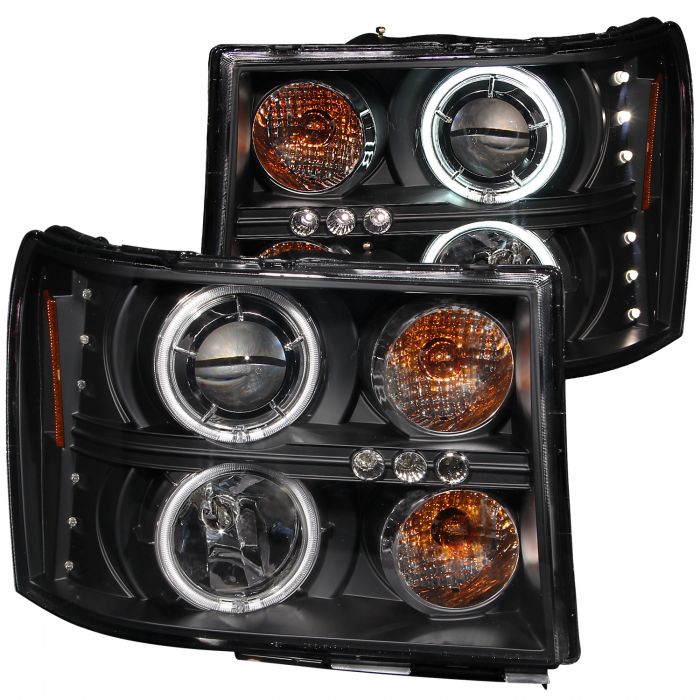 ANZO 2007-2013 Gmc Sierra 1500 Projector Headlights w/ Halo Black