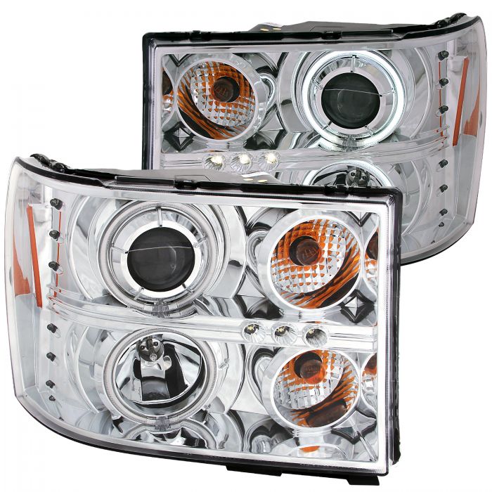 ANZO 2007-2013 Gmc Sierra 1500 Projector Headlights w/ Halo Chrome