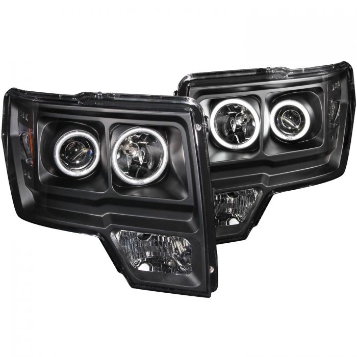 ANZO 2009-2014 Ford F-150 Projector Headlights w/ Halo Black (CCFL)