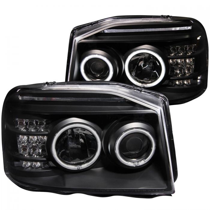 ANZO 2001-2004 Nissan Frontier Projector Headlights w/ Halo Black (CCFL)