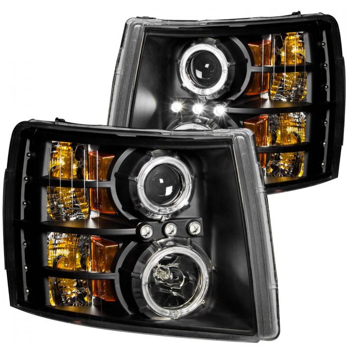 ANZO 2007-2013 Chevrolet Silverado 1500 Projector Headlights w/ Halo Black