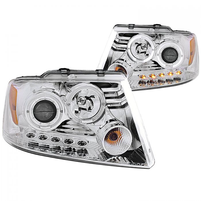 ANZO 2004-2008 Ford F-150 Projector Headlights w/ Halo and LED Chrome G2