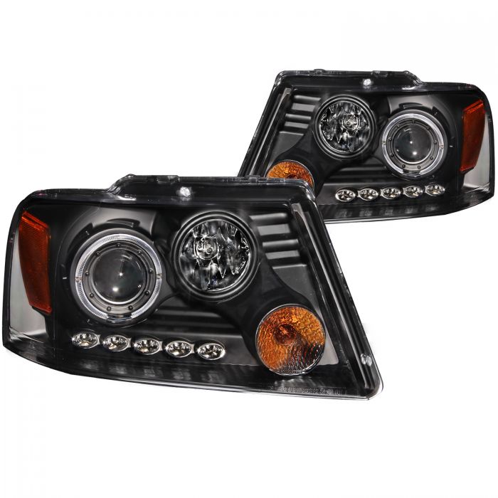 ANZO 2004-2008 Ford F-150 Projector Headlights w/ Halo and LED Black G2