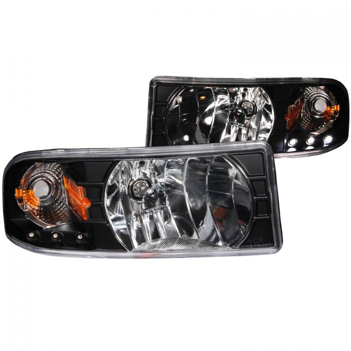 ANZO 1994-2001 Dodge Ram Crystal Headlights Black w/ LED