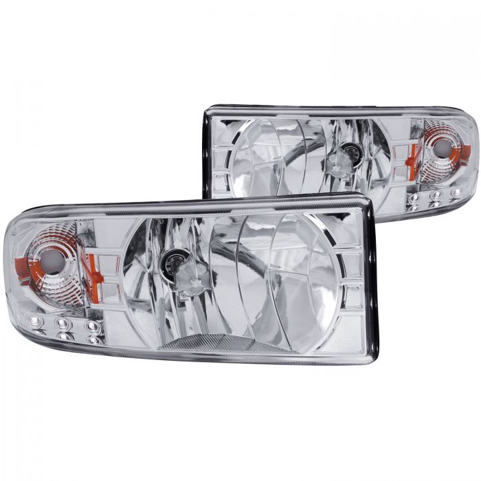 ANZO 1994-2001 Dodge Ram Crystal Headlights Chrome w/ LED