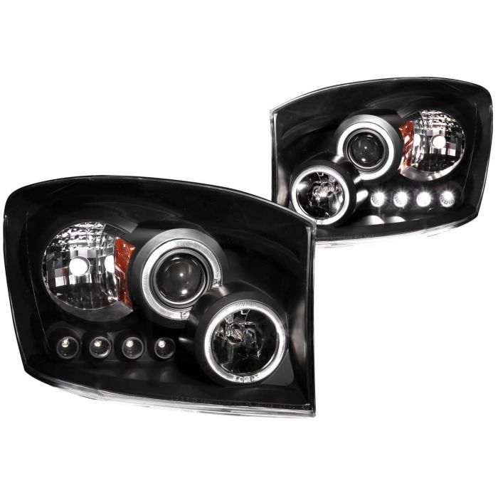 ANZO 2006-2008 Dodge Ram 1500 Projector Headlights w/ Halo Black