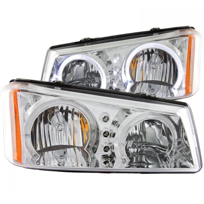 ANZO 2003-2006 Chevrolet Silverado 1500 Crystal Headlights w/ Halo Chrome