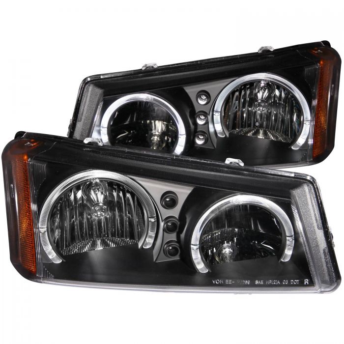 ANZO 2003-2006 Chevrolet Silverado 1500 Crystal Headlights w/ Halo Black