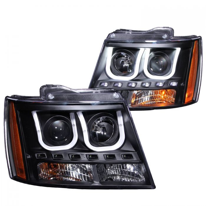 ANZO 2007-2013 Chevrolet Avalanche Projector Headlights w/ U-Bar Black