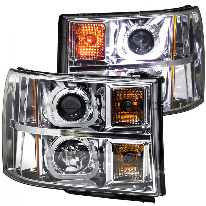 ANZO 2007-2013 Gmc Sierra 1500 Projector Headlights w/ U-Bar Chrome