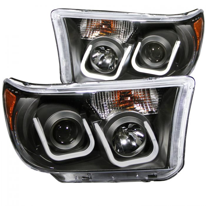 ANZO 2007-2013 Toyota Tundra Projector Headlights w/ U-Bar Black