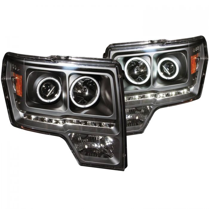 ANZO 2009-2014 Ford F-150 Projector Headlights w/ Halo Black (CCFL) G2