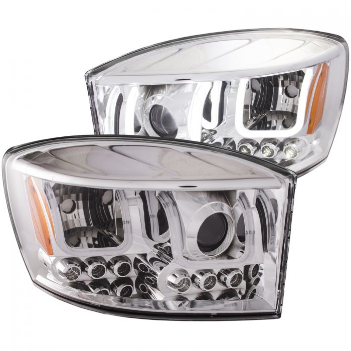 ANZO 2006-2008 Dodge Ram 1500 Projector Headlights w/ U-Bar Chrome