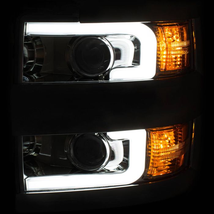 ANZO Projector Headlights 15-17 Chevrolet Silverado 2500HD / 3500HD Chrome w/ Chrome Rim - 0