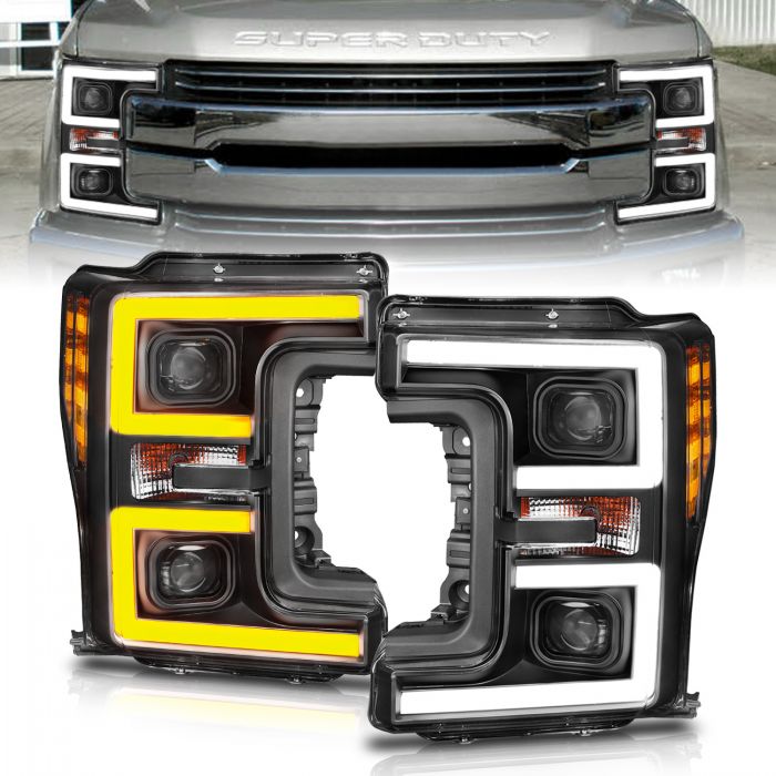 ANZO LED Headlights 17-18 Ford F-250 Super Duty Plank-Style L.E.D. Headlight Black (Pair)