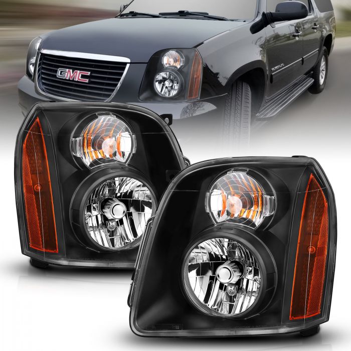 ANZO 2007-2013 Gmc Yukon Crystal Headlight Black Amber