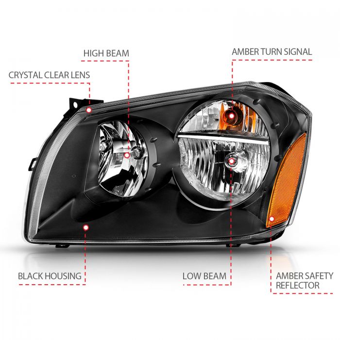 ANZO 2005-2007 Dodge Magnum Crystal Headlight  Black Amber - 0