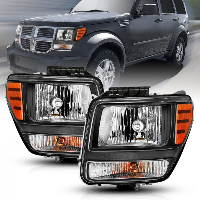 ANZO 2007-2012 Dodge Nitro Crystal Headlight  Black Amber