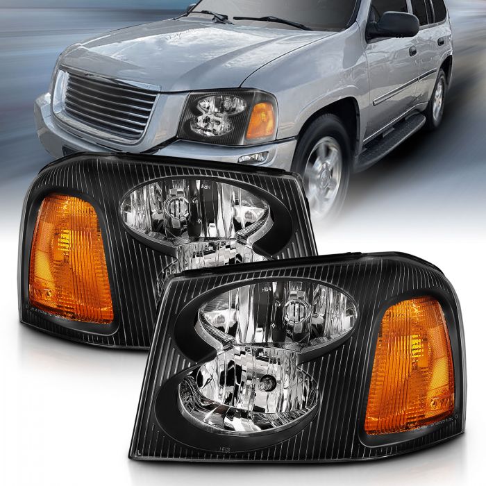 ANZO 2002-2009 Gmc Envoy Crystal Headlight  Black Amber