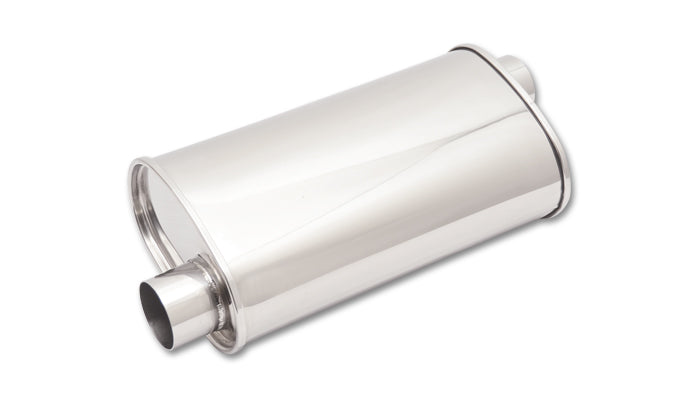 Muffler Oval 5" x 9" x 14" Long 2.5" Inlet I.D. x 2.5" Outlet (Offset-Offset)