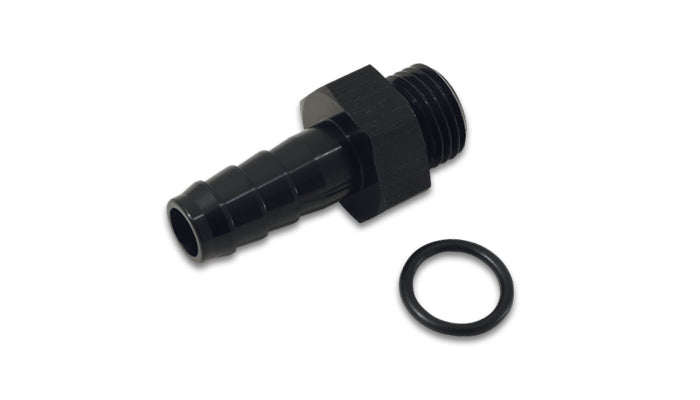 Male -6AN ORB to 1/8" Barb Adapter Fitting with O-Ring - Anodized Black