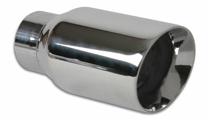 Exhaust Tip 3" Round Stainless Steel (Double Wall, Angle Cut, Beveled Outlet)