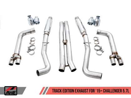 AWE Track Edition Exhaust for 17+ Challenger 5.7 - Chrome Silver Quad Tips