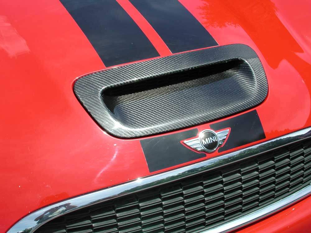 Genuine carbon fiber hood scoop for Gen 2 models R56, R55, R57 & R59 2007-15