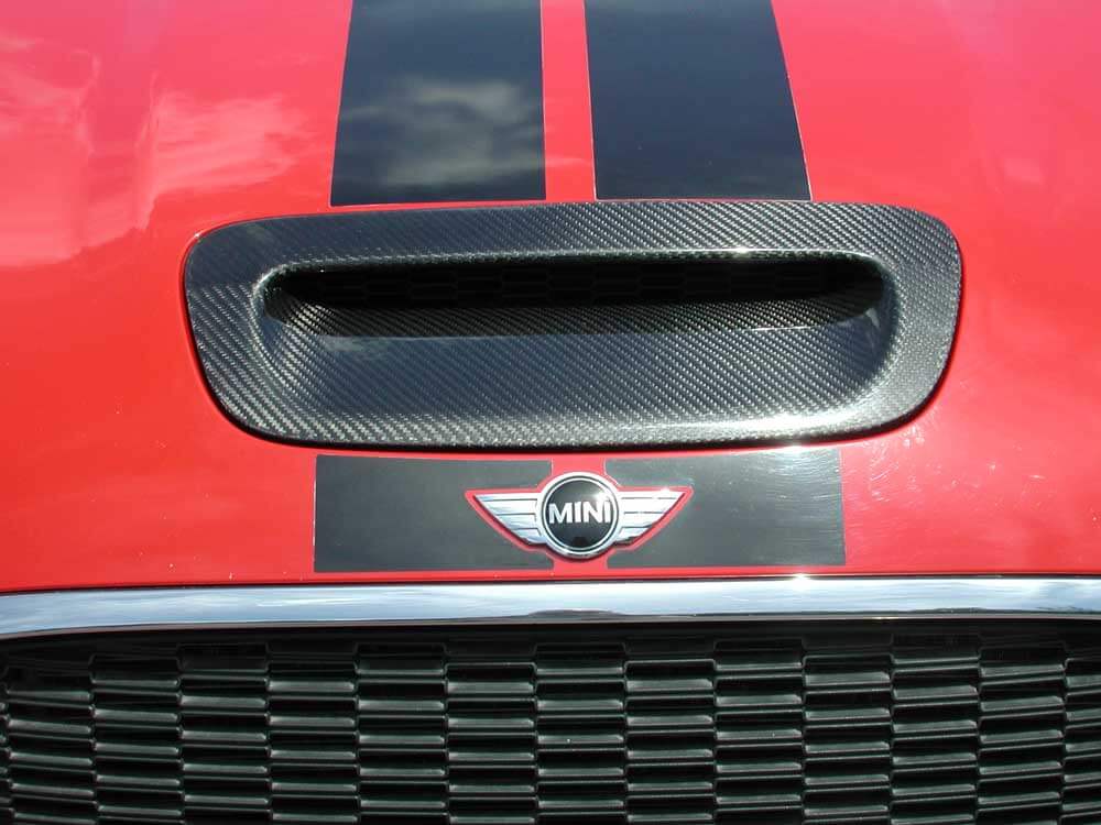 Genuine carbon fiber hood scoop for Gen 2 models R56, R55, R57 & R59 2007-15